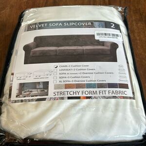 Velvet Soft Slipcover 2piece Chair + Cushion cover Ivory